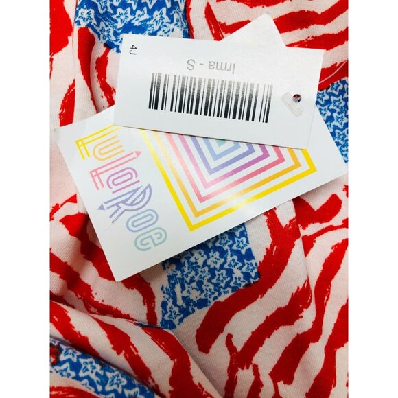 LulaRoe Irma Tee Shirt Tunic Small Flag Star Stripe Red White Blue Coverup NWT - Picture 8 of 8